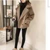 Женская куртка Пальто 2021 Ослаждается шерстяное пальто Урожай с длинным рукавом Боковые карманы Верхняя одежда Chic Manteau Femme1