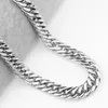 6 8 10 12 14mm wide Stainless Steel Cuban Miami Chains Necklaces Big Heavy Flat Link Chain for Men Hip Hop Rock jewelry 24 257a