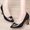 Kleid Schuhe Frauen Mode Süße Hohe Qualität Schwarz Schlangenhaut Muster Slip Auf Ferse Dame Casual Beige Pu Leder Büro Heels B9326
