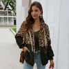 Women Sweatshirt Warm Fleeces Hooded Coat female Jacket Leopard Zipper Front Pocket Furry Hoodies Casual Overcoat Autumn Outwear