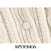 KPYTOMOA Frauen Mode Mit Faux Pelz Abgeschnitten Strickjacke Pullover Vintage Langarm Tasten Weibliche Oberbekleidung Chic Top 201030