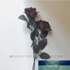 Retro svart konstgjord ros blomma gren mörk röd fotografi rekvisita hem bröllopsfest dekoration swing blomma arrangemang gåva
