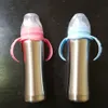 8 Unzen 240 ml Sublimations-Wasserflasche, Milchbecher, 18/8-Edelstahl, isolierter Vakuum-Futterbecher, Baby-Saugflasche mit Schwerkraftball, BPA-frei