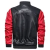 Mens Embroidery Leather Jacket Men Stand Collar Baseball Uniform Jackets Coat Male Winter Warm Bomber Coats Outerwear 201114