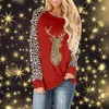 Tshirt 여성 크리스마스 인쇄 격자 무늬 패치 워크 오크 긴 소매 탑스 여성 셔츠 하라주쿠 탑 여성 T 셔츠 플러스 사이즈 풀오버 201029