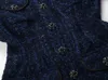 216 L 2022 Robe De Piste Printemps Eté Robe Marque Même Style Empire Manches Longues Col Ras Du Cou Bleu Tweed Flora Imprimer Haute Qualité Au-dessus Du Genou LANYI
