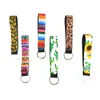 29 Styles New Hot Wristband Keychains Floral Printed Key Chain Neoprene Key Ring Wristlet Keychain Party Favor Wholesale