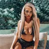 Shiny Rhinestones Black White Two 2 Piece Set Halter Bra Crop Top Sexy See Through Hot Shorts Outfits Summer Beach Matching Sets T200603