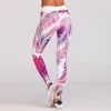 Leggings lunghi skinny stampati digitali con motivo a foglie sexy per leggings sportivi push-up in poliestere rosa da donna 201203