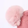 キッズハットグローブツーピースセット子供のかぎ針編みポンポムボール帽子と手袋冬の男の子女の子ニットウォームキャップ