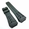 25mm Black Watch Band 20mm Folding Clasp Rubber Strap For RM011 RM 50-03 RM50-01