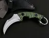 Karambit – couteau à griffes tactique d'extérieur à lame fixe, lame en satin D2, manche G10 complet avec gaine en cuir, offre spéciale