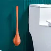 Escobillas de inodoro de silicona con juego de soporte, cepillo de limpieza de inodoro de mango largo montado en la pared, accesorios de baño higiénicos modernos 260S6829972