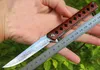 Wysokiej jakości 3,35 "VG10 Damaszek Stalowy Ostrze Flipper Składany Nóż Rosewood + Stale nierdzewne Uchwyt arkuszy EDC Kieszonkowe noże