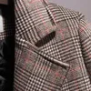 Vangull Chic Thicken Plaid Women Wool Coat Winter Slim Double Breasted Long Women Outerwear Office Lady Pocket Plus Size Coat LJ201110