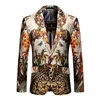 Vaguelette Luxury Leopard Pattern Slim Fit Blazer Masculino Spring Mens Blazer Jacket Eleganti giacche da sposa per feste 201104