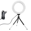 6 tum Selfie Desktop Ring Belysning LED-lampa med stativ Stativ Telefonhållare för Live Stream Makeup Video Photography Studio
