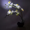 Lumiparty 9LEDS Simulera Phalaenopsis Potlampa med vitt ljus för dekoration Y200104