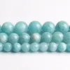 Autres perles d'aigue-marine bleue 6/8 / 10mm rond en pierre lâche pour bijoux Faire fabriqué à la main bricolage bracelet bracelet collier 15 pouces en gros