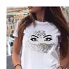 Women Clothing Trend Graphic Womens T-shirt Make Up Eyelash Style Cartoon Summer Female Clothes Fashion Print Tops Tees