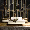 Photo personnalisée 3D luxe noir abstrait géométrique murale marbre chambre salon TV fond peintures murales papier peint étanche