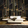 Foto feita sob encomenda 3D luxo preto geométrico abstrato Mural Mármore Quarto TV Sala fundo Murais Wallpaper Waterproof