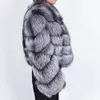 OFTBUY luxe nouvelle marque de mode manches évasées argent réel manteau de fourrure veste d'hiver femmes naturel fourrure de renard vêtements d'extérieur Streetwear