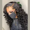 Peruca dianteira de onda profunda solta para mulheres brasileira 4x4 laço fecho perucas afro curl cabelo humano virgem arrancado com cabelo bebê 150% densidade