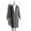 Moda mulheres casaco de lã xadrez clássico feminino solto longo único casacos de peito 2020 outono jaquetas de inverno trincheira outerwear lj201110