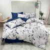 set TUTUBIRDLuxury biancheria da letto in cotone egiziano europeo Biancheria da letto in raso morbido copripiumino floreale pastorale federe copriletto 4 pezzi set T