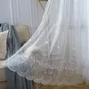 White Korean Embroidered Tulle Curtain for Living Room Blue Sheer Curtain For Bedroom Window Drapes &40 LJ201224