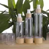 Garrafas de spray de bomba sem ar de bambu 20ml 50ml 100ml 120ml garrafas 100pcs/lote