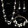Imitation pärlor smycken set dubbel lager kvinnor örhängen halsband armband bröllop