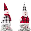 Julgran Topper Top Hat Buffalo Plaid Santa Snowman Ornaments för Xmas Holiday Party Home Decorations jk2011ph