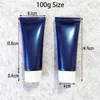 Récipient cosmétique vide en plastique bleu de 100ml, Tube à presser pour Lotion pour le visage, correcteur de crème pour les mains, bouteille de voyage, livraison gratuite, 100g