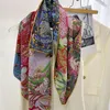 Scarves Double-Sided Clear Printed Real Twill Silk Scarf Shawl For Women 100% Ladies Warm Shade 90X90CM