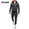 ZOGAA Plus Size Mens Sports Suit Casual Solid Streetwear Hommes Survêtement 2 Piece Set Pantalons et Tops Gym Jogger Survêtement pour hommes LJ201124