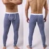 Männer Nachtwäsche Mode Marke Kreuz Streifen Baumwolle Mann Sexy Pouch Lounge Hosen Homosexuell Thermal Schlaf Pyjama Leggings 2021 Größe S M L1