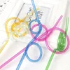 10pcs / Set Colorful Padre Crazy Curly Loop Colorato Plastica Bere cannucce per feste di compleanno Bar 10pcs / set jllaaq