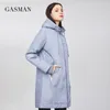 Gasman Fashion Windper -противоположность теплой женской куртки длинная молния вниз по парке с капюшоном для женщин для женщин осень с твердым хлопчатобу