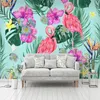 Anpassad alla storlekar Mural Wallpaper 3D Flamingo Flowers Plants Tropical Rain Forest Fresco Living Room TV Soffa sovrum Väggmålning