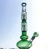 Klassisk form rakt rör hookahs glas bägare bägare bong olja dab riggar dubbla 4 arm träd perc högvatten rör 18mm kvinnlig fog med is nypa skål diffused downstem