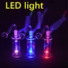 LED Glass Oil Burner Bong pyrex Glow in the dark small Bubbler Bong MiNi Oil Dab Rigs for Smoking Hookahs with 10mm glass oil burner pipe