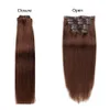 Brazilian Virgin 100% Human Hair Clip In Hair Extensions 1# 1B 2# 4# 6# 8# 10# 12 Color Straight 14-24inch Remy Hair