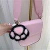 Настоящая подлинная норка меховой лапы Pompom Ball Bag Charm Keychain подвесной подарок
