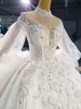 Lace Embroidery Crystals Luxurious Ball Gown Wedding Dresses Long Sleeves High Neck Puffy Princess Church Bridal Gowns Saudi Arabia Dubai Vestidos De Novia S
