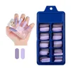 Scatola blu punte complete per unghie ballerina lunga unghie finte manicure tinta unita punta finta bara colorata