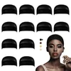 Wig Caps for Lace Front Wig, Brown Stocking Wig Cap for Women, Black Wig Caps Bald Cap for Wigs, 12 Pack