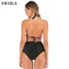 Mulher Plus Size Swimwear Alto Cintura S-3XL Bikini Big Women Banhando Ternos Florais Vintage Feminino Sexy Bather Swimsuits T200521