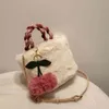 Niche Design Cherry Girl Plush Handbag Women's 2021 New Autumn and Winter Single Shoulder Messenger Bag